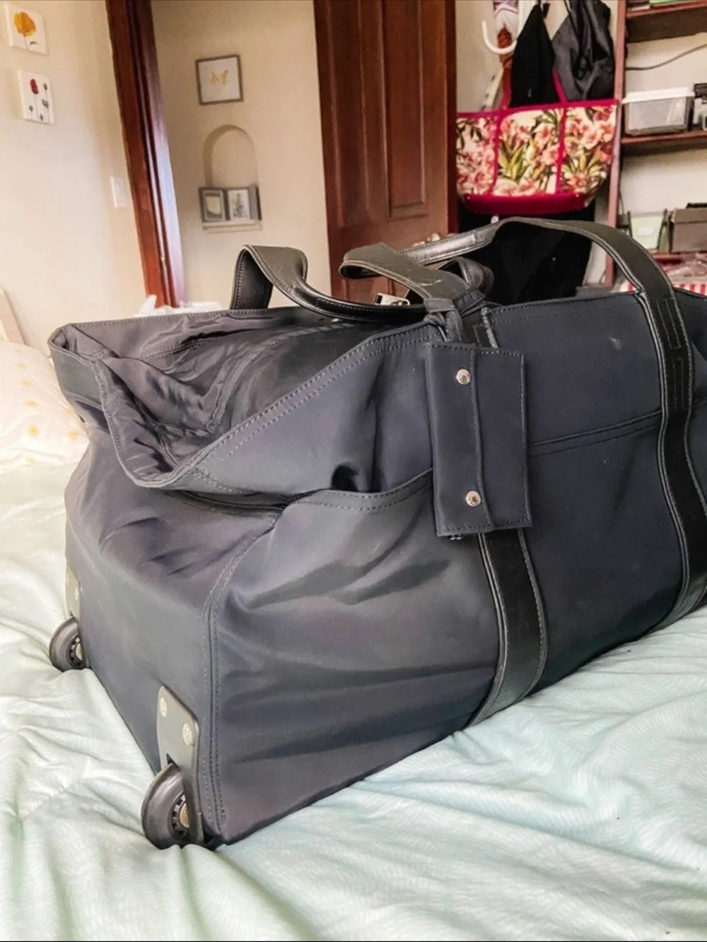 Hermes Black Men’s Duffel Bag with Leather Trim